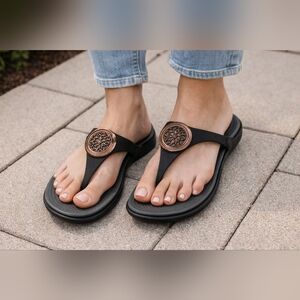 Gray Sandals with Gold Details